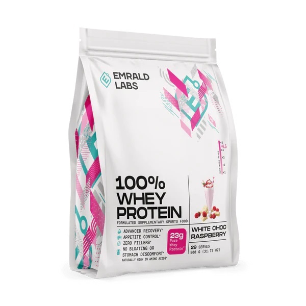 Emrald Labs-100% Whey Protein White Choc Raspberry 900G