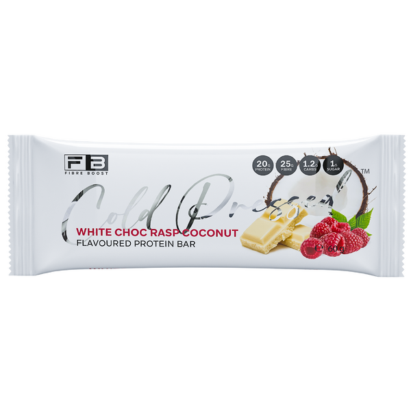 Fibre Boost-Cold Pressed White Choc Raspberry Coconut Protein Bar 60G