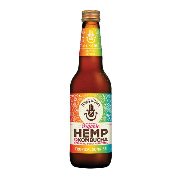 Happy Hippie-Organic Kombucha Hemp Tropical Sunrise 330ML