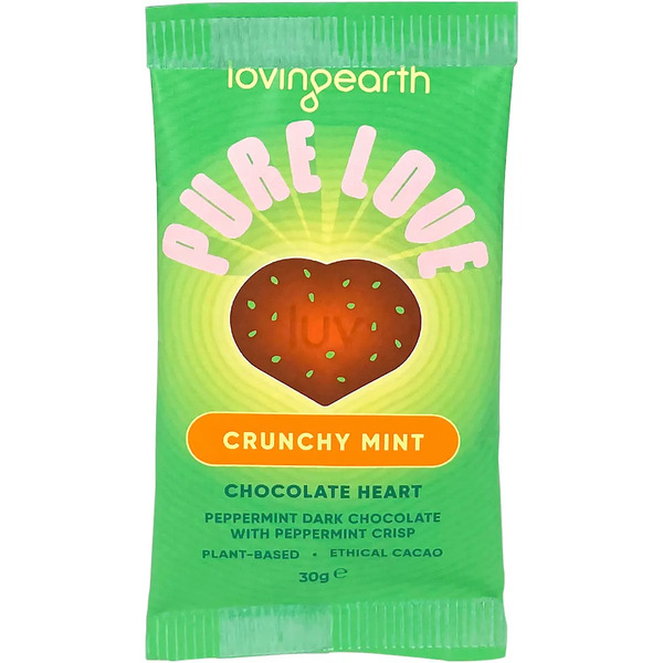 Loving Earth-Crunchy Mint Dark Chocolate Heart 30G